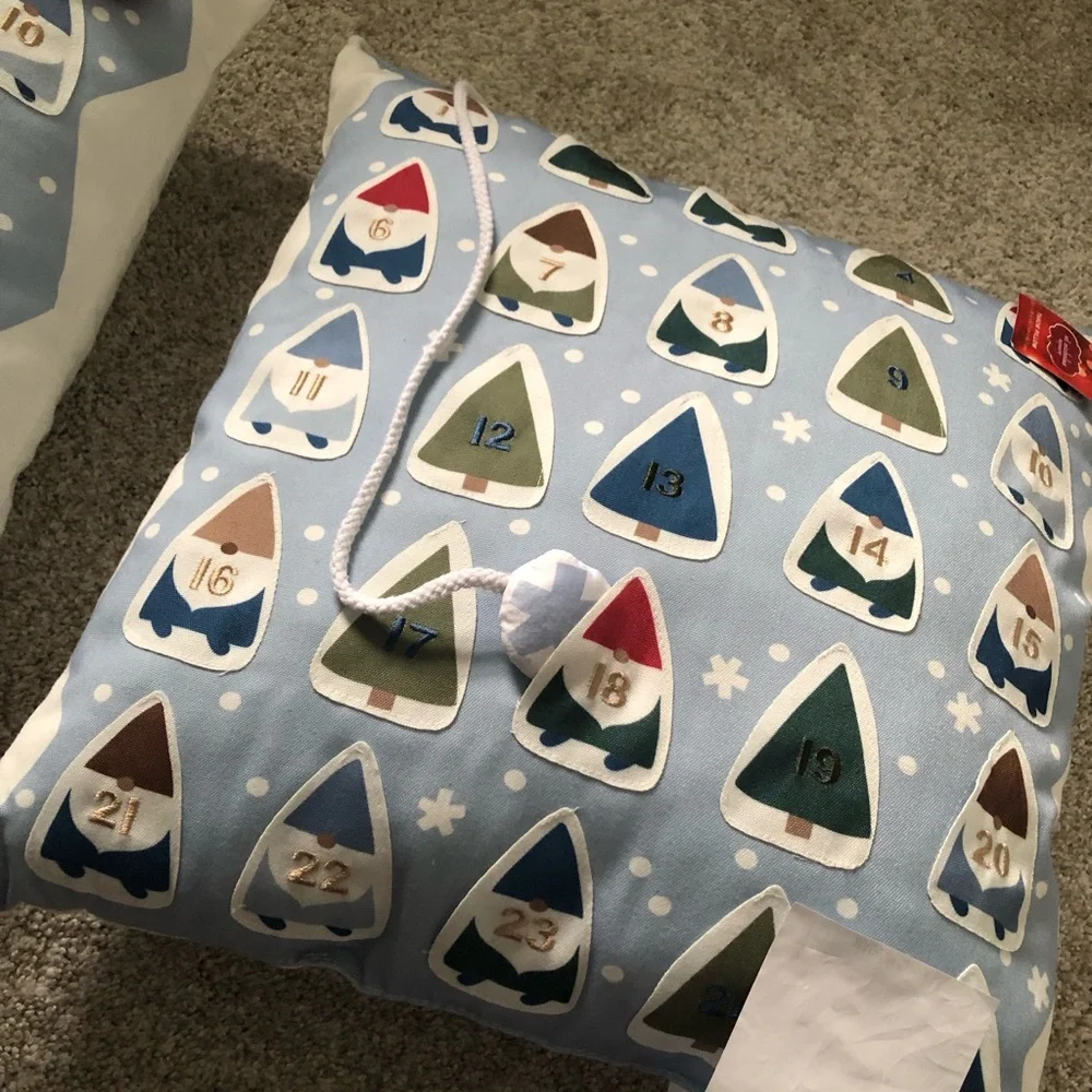 New 2 pieces bundle lot St Nicholas Gnomes Advent Calendar holiday Throw Pillows